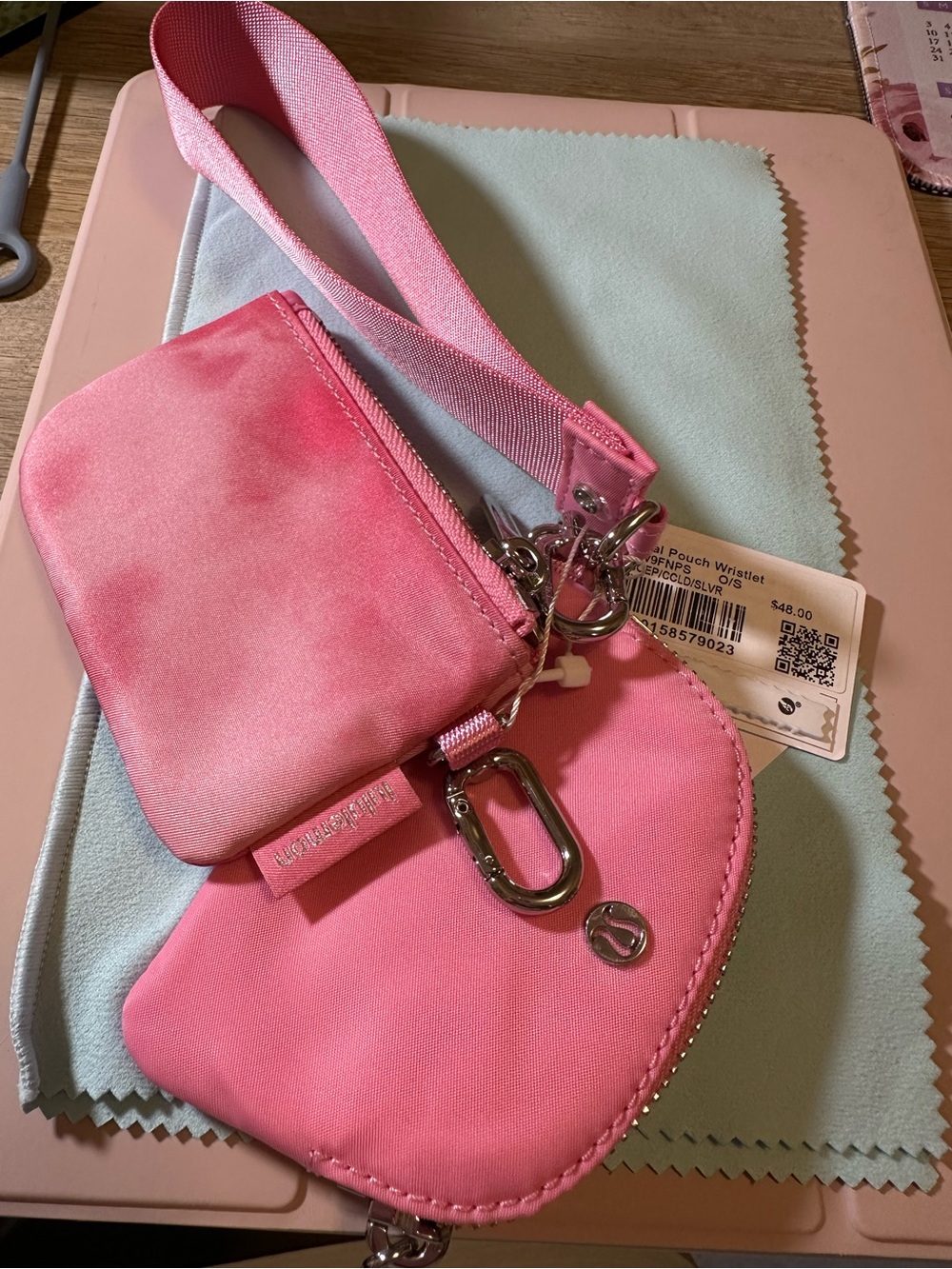 Lululemon Pink Mini Pouch Set with Wrist Strap